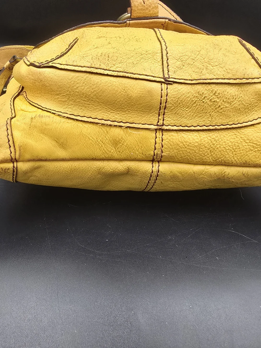 Fossil Mustard Yellow Leather Crossbody Bag with Front Flap